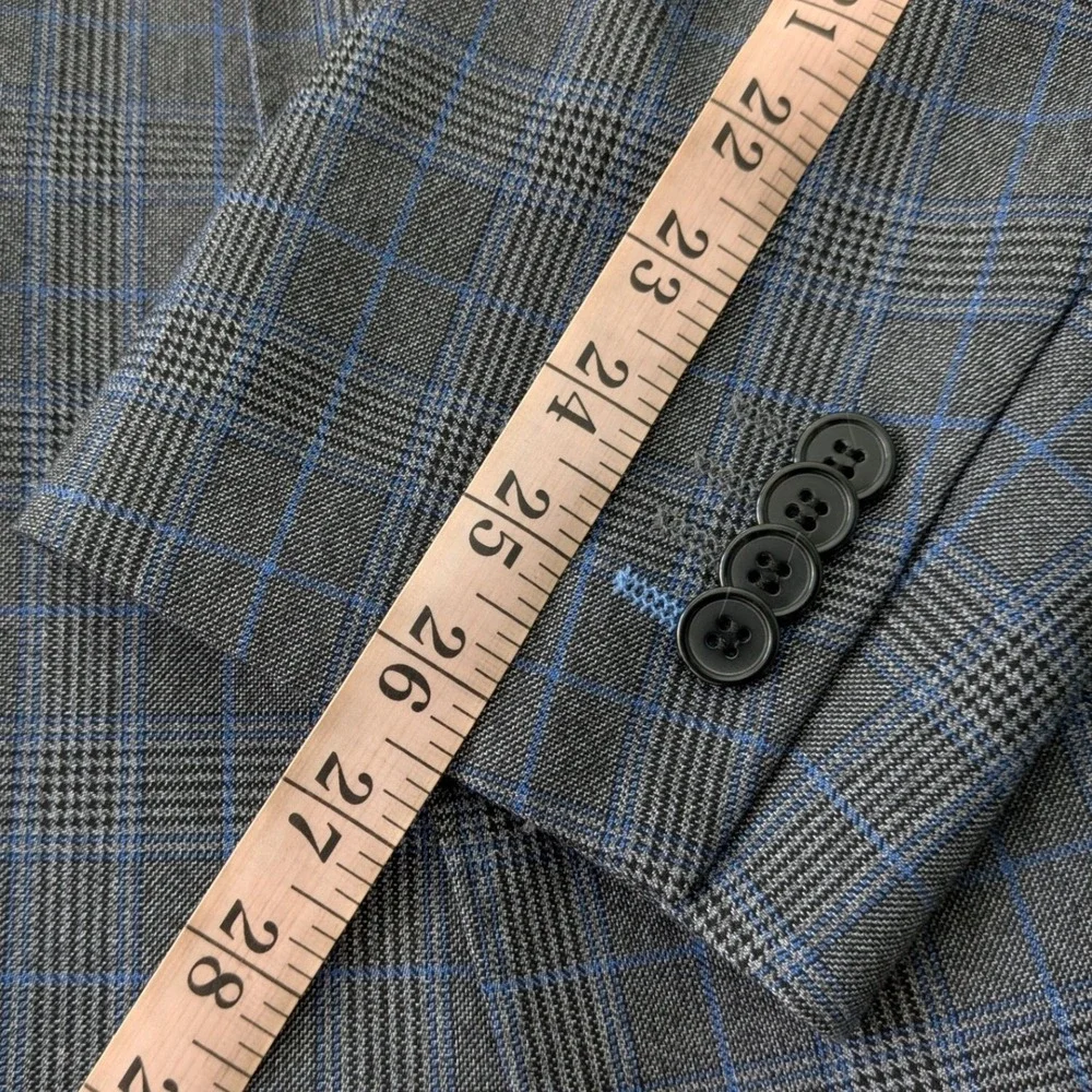 TailorByrd Collection Mens 46R Gray Blue Glen Plaid Sport Coat Blazer 2 Button‎